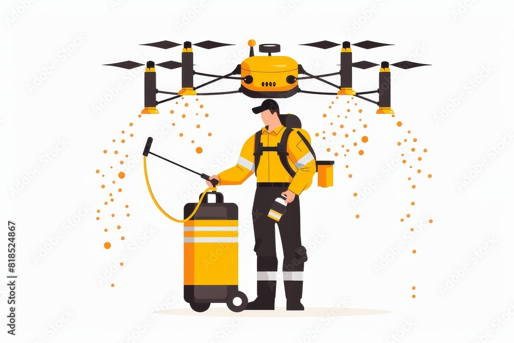 Poster modern farms adopt smart drone technology for precise aerial applications, enhancing soil health and