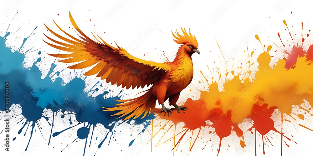 Wall mural phoenix skyline bird fire fantasy firebird abstract magic 3d eagle animal. phoenix bird fire tale ch