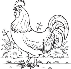 chicken vector illustration white and black