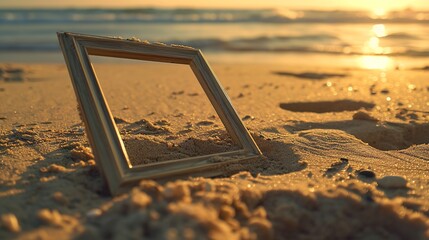 Fototapeta premium From Shoreline to Sketch: Sand Frame Art