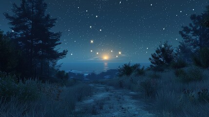 night sky observation, starry expanse, clear skies , hyper detailed