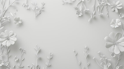 Elegant white and grey floral designs on a pristine background