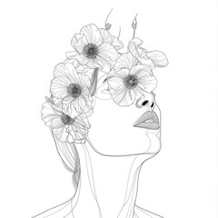 Woman with flowers on head