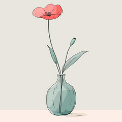 A drawing of a flower in a vase