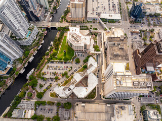 Fototapeta premium Fort Lauderdale Florida. Aeial photo main jail downtown on the New River