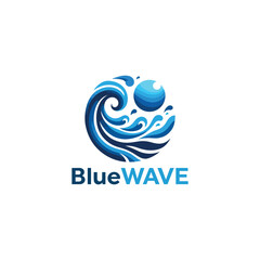 Blue sea waves, water splash, Spiral logo design .pool logo aqua logo, ocean wave abstract water logo