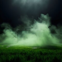 smoke green background dark ground light smell toxic black bad fog stadium stink mist background, Ai Generated