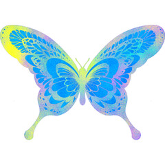 butterfly isolated on white, colorful, glitter 