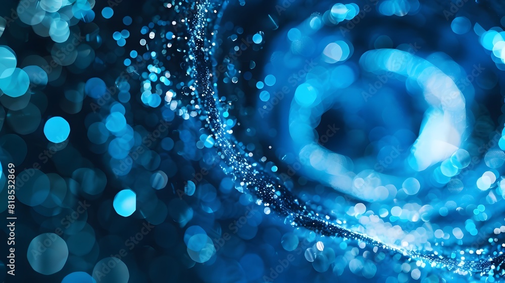 Poster captivating blue-tinted digital analytics visualization with depth and precision