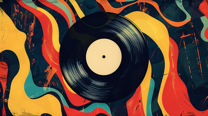 Abstaract background with vinyl records suitable for music themed designs and sound production promotions 