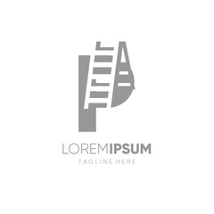 Letter P Ladder Logo Design Vector Icon Graphic Emblem Symbol Illustration
