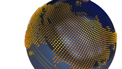 golden globes isolated on black background. 3D illustration	