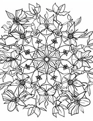 Floral Fantasy Mandalas: Spring Blooms Coloring Pages - Coloring Page for Adults - Intricate Patterns to Color - Line Art - Vertical composition