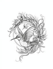 Hummingbird Serenity Mandalas: Relaxing Coloring Pages for Adults - Line Art- Vertical composition- Intricate Patterns to Color