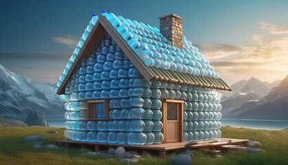 A house of water bottles 