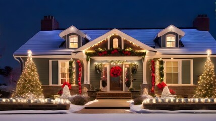 Classic homes decked out for Christmas with lights and garlands