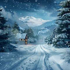 Fototapeta premium winter mountain landscape