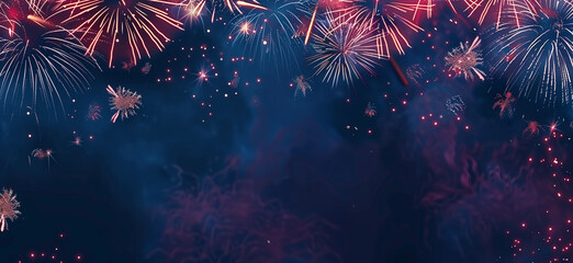 4th of July fireworks background, night sky with colorful fireworks display
