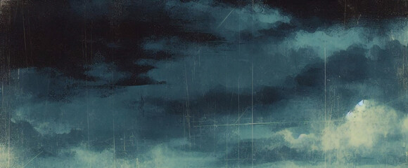 Naklejka premium dark blue background texture with black vignette in old vintage grunge textured border design dark elegant teal color wall with light spotlight center