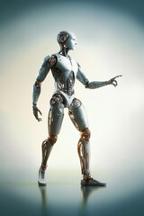 Fototapeta premium Android robot, pose 5. Robot in profile with outstretched hand