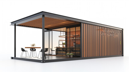 A container shop design for cafe on white background 