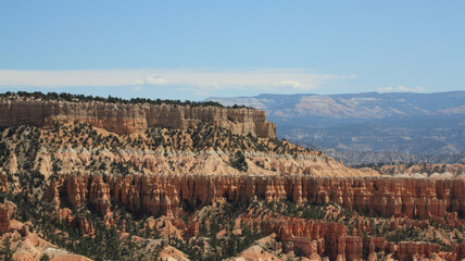 A desert landscape of eroded rocky mountains Bryce Canyon Utah