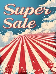 Vibrant Retro Inspired Super Sale Promotion Banner