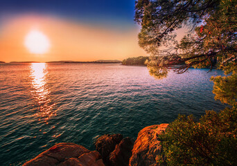 rocky croatian coast, Croatia, Europe, Adriatic sea, coast between Primosten and Sibenik