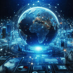 グローバルネットワークを抽象的に表現した地球