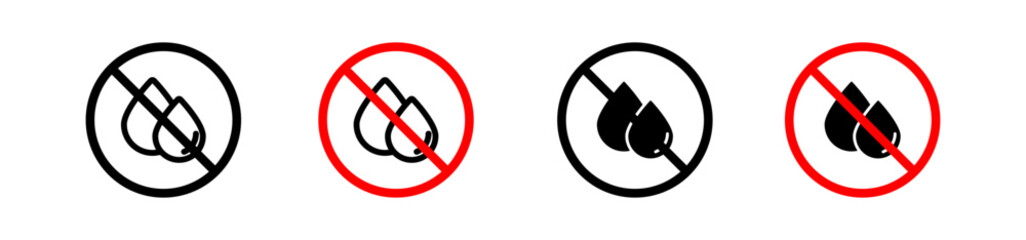 Oil free icon. no water or rain symbol. non sticky or wet surface vector.