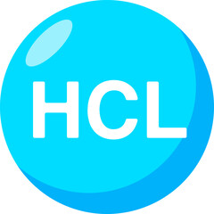 HCL icon, HCL, hydrochloric acid, chemistry, science, element, icon, color, school, round