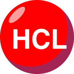 HCL icon, HCL, hydrochloric acid, chemistry, science, element, icon, color, school, round