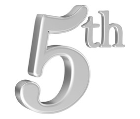5th anniversary number silver 3d