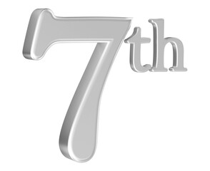 7th anniversary number silver 3d