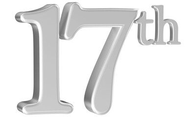 17th anniversary number silver 3d