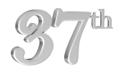 37th anniversary number silver 3d