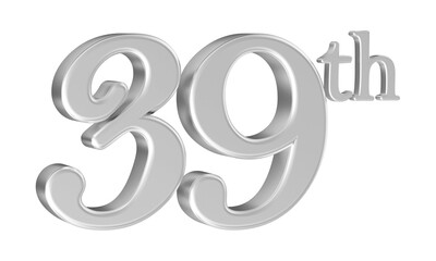 39th anniversary number silver 3d
