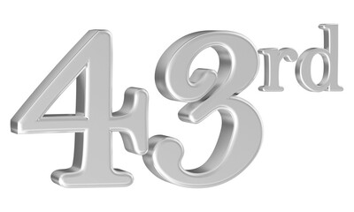 43rd anniversary number silver 3d