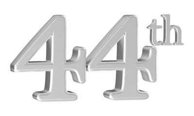 44th anniversary number silver 3d