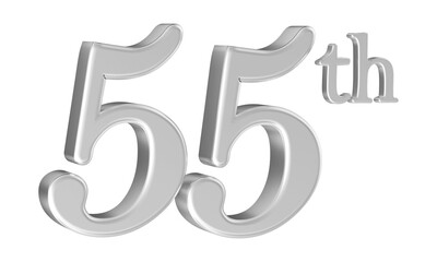 55th anniversary number silver 3d
