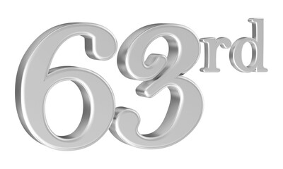 63rd anniversary number silver 3d