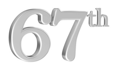 67th anniversary number silver 3d