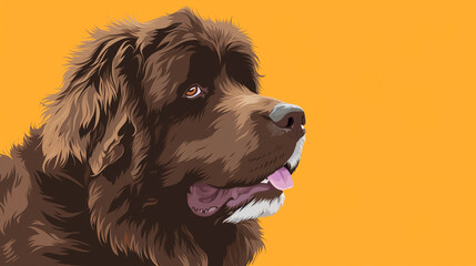 Vibrant Digital Illustration Featuring a Cheerful Newfoundland Canine