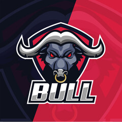 Bull Head Mascot Logo Illustration for E Sports