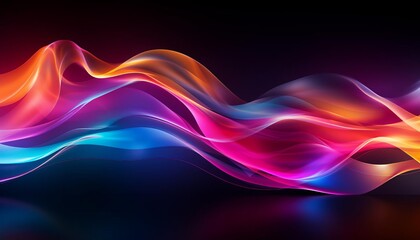 Dynamic, glowing energy wave, flowing in bright colors, set against a dark background, emphasizing motion and intense power