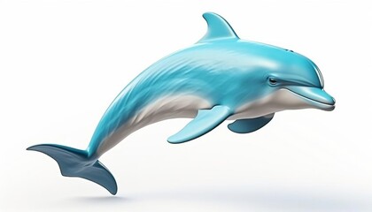 Fototapeta premium Dolphin isolated on white background flat design ocean theme 3D render complementary color scheme