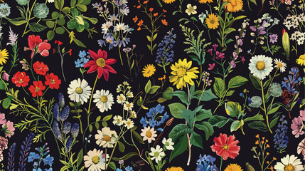 Botanical seamless pattern with gorgeous garden and white
