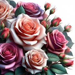 A 3D rendering of a beautiful bouquet of roses