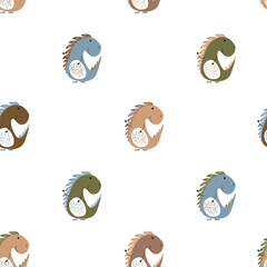 Funny dinosaurs print. Kids seamless pattern in pastel colors. For nursery, wallpaper, baby clothing, packaging, wrapping paper