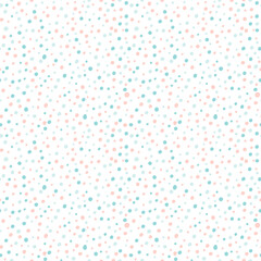 Polka dot shapes tender seamless pattern. Pink and blue delicate dotted pattern. Design in pastel colors for paper, cover, fabric, interior decor, textile